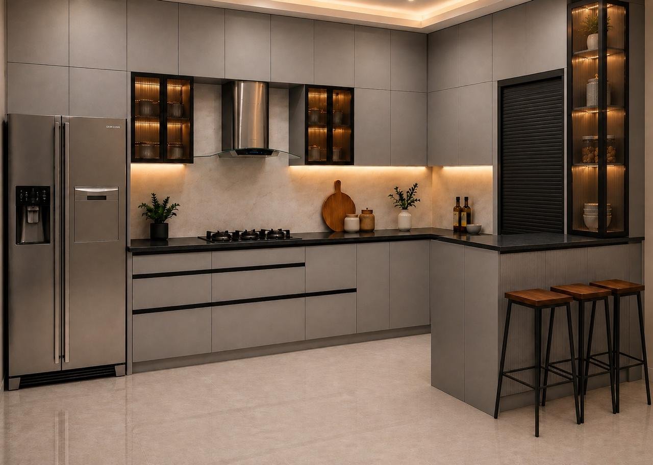 Contemporary matte modular kitchen design